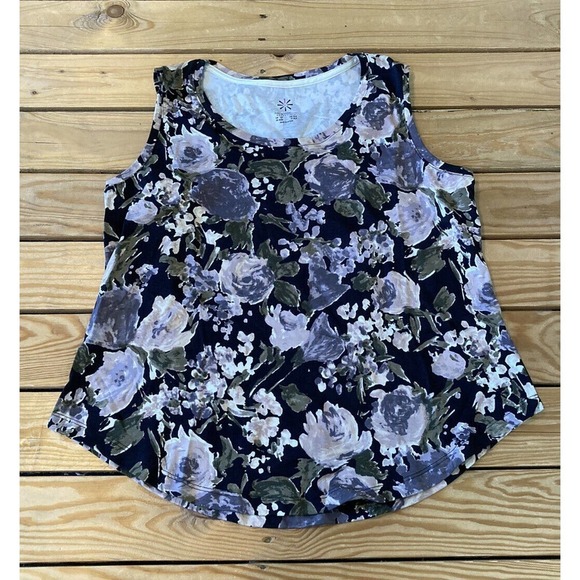 Isaac Mizrahi Tops - NEW Isaac Mizrahi Live Floral Pima Cotton Tank Top Petite Large PL Women’s Black